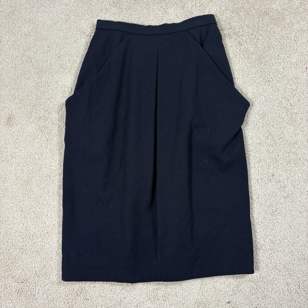 ANNE KLEIN II 100% Wool Black Tulip Twill Straight Pencil Skirt 4 Made in USA